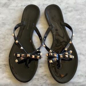 Rock Studded Bow Jelly Flip Flops